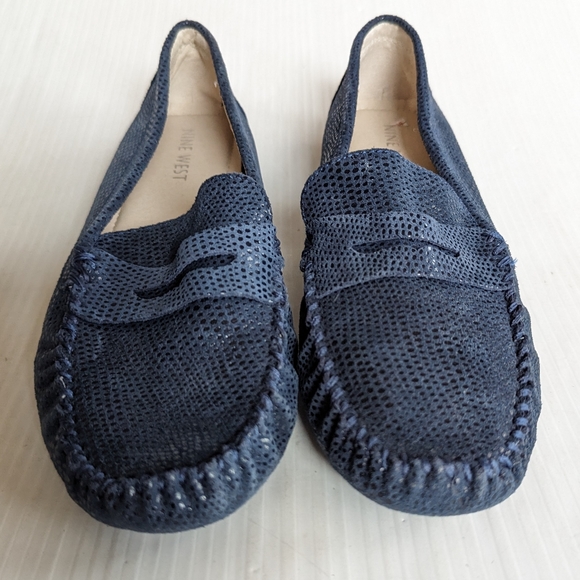 NINE WEST Hifiveff blue suede leather penny driving loafers - Picture 12 of 13